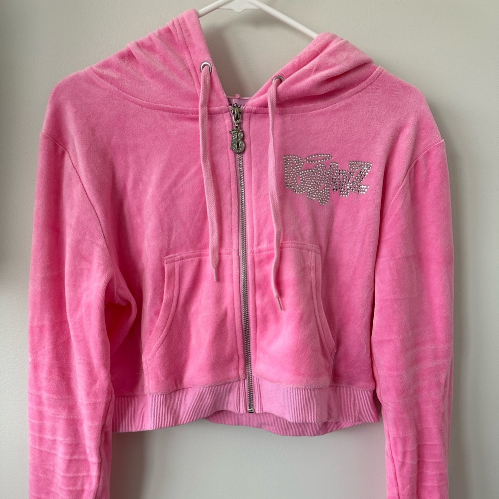 Bratz Pink Velvet Cropped Zip Hoodie